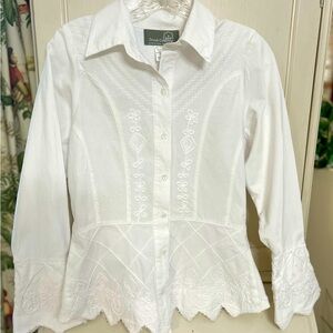 Beautiful embroidered INCA COTTONS ladies blouse size Small